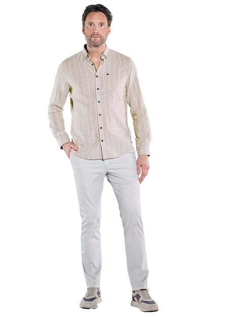 Herren Langarm-Hemd aus Halbleinen , Beige