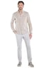 Herren Langarm-Hemd aus Halbleinen , Beige