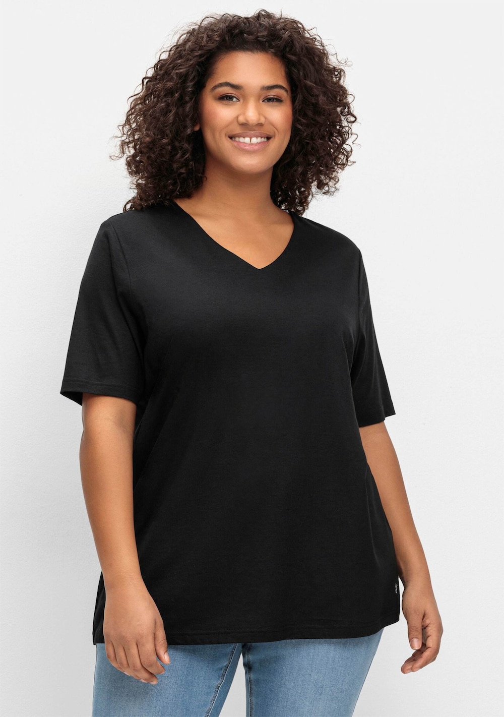 T-Shirt Kurzarm Uni Ohne Kragen