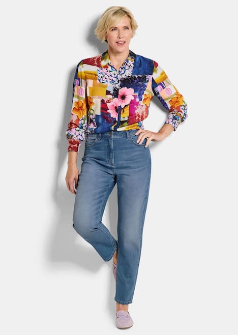 Baumwoll-Stretch Mom Jeans SARA