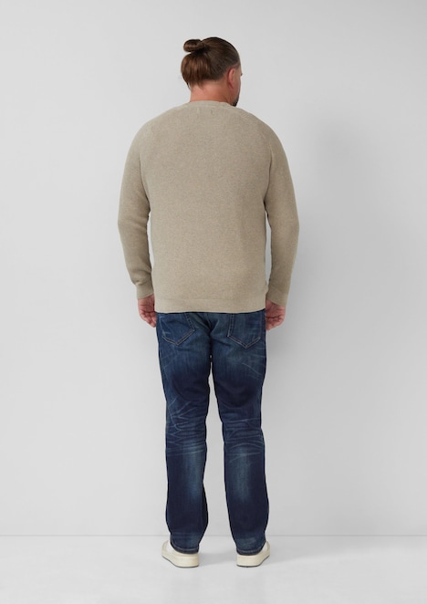 Baumwoll-Pullover mit aufgesetzter Brusttasche