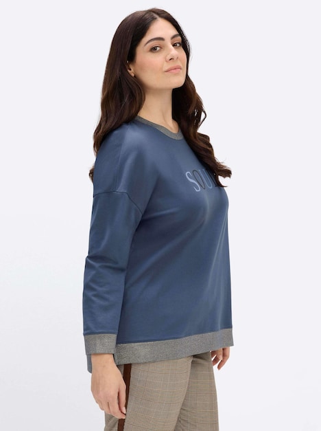 Sweatshirt Sweatshirt mit Glitzer-Details Langarm Ohne Kragen