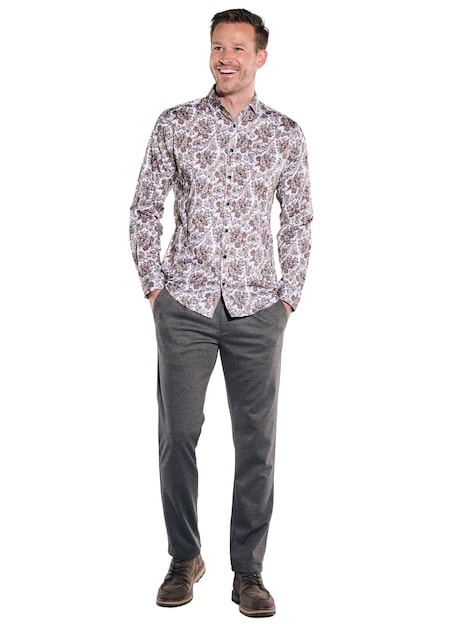 Herren Hemd langarm , Braun