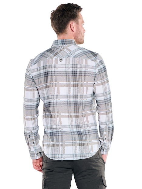 Herren Langarm Hemd mit Brusttasche , Hellbraun