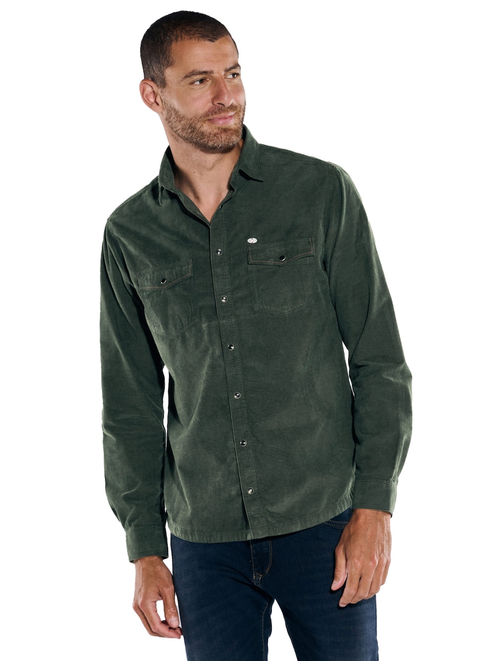 engbers Herren Langarm-Hemd uni , Dunkelgruen