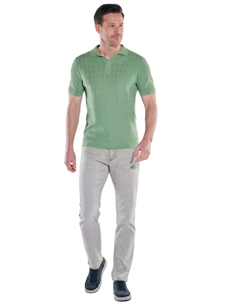 Herren Strick Polo-Shirt , Gruen