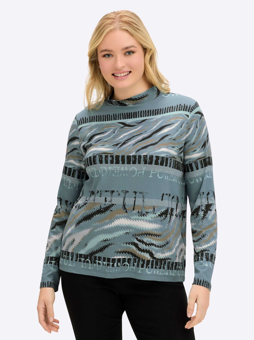 Stehkragen-Shirt Langarm Sonstiges Muster Stehkragen