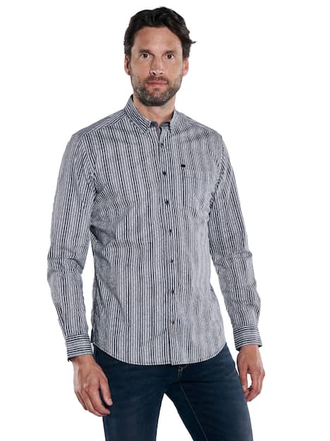 engbers Herren Langarm-Hemd gestreift , Schwarz