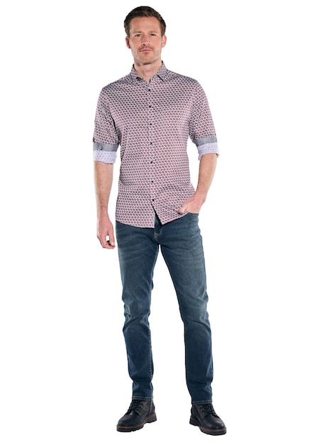 Herren Hemd langarm , Bordeaux