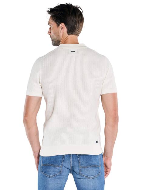 engbers Herren Strick Polo-Shirt uni , Creme