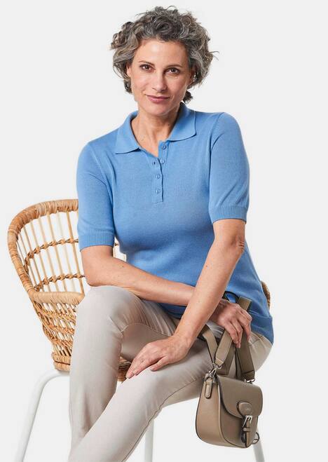 Kurzarm Strickpullover mit adrettem Kragen