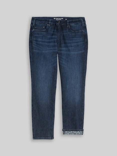 TTPLUS SLIM Jeans mit Leo-Print im Umschlag