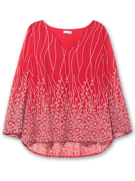 Tunika Langarm Print Ohne Kragen