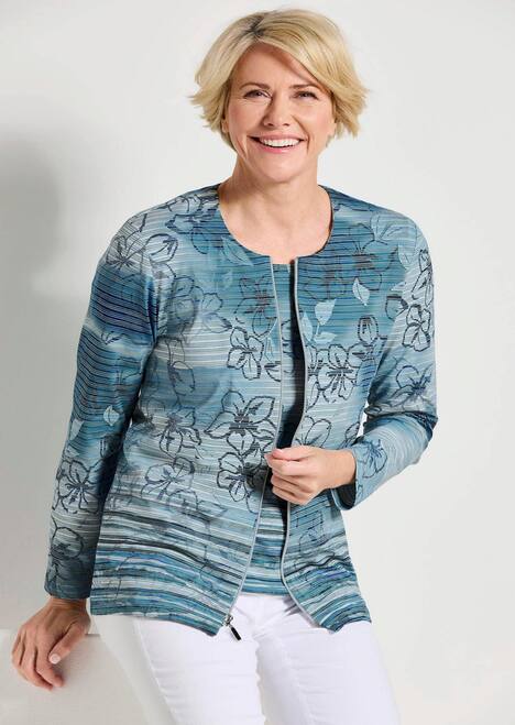 Jerseyjacke mit floralem Streifenmuster