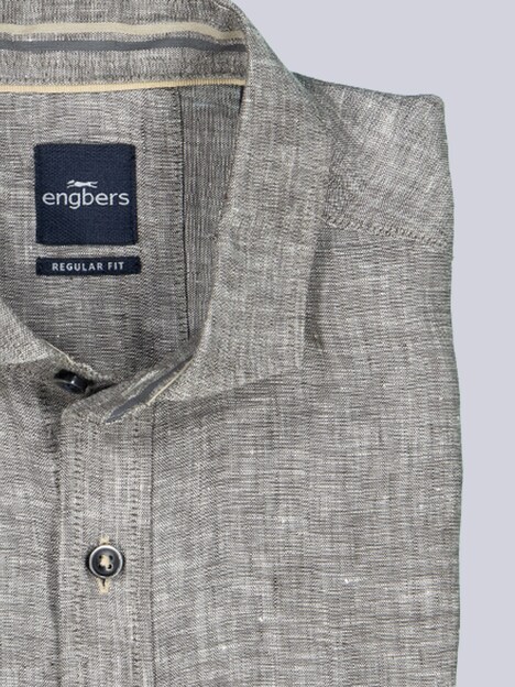 Herren Langarm-Hemd aus Leinen , Anthrazit