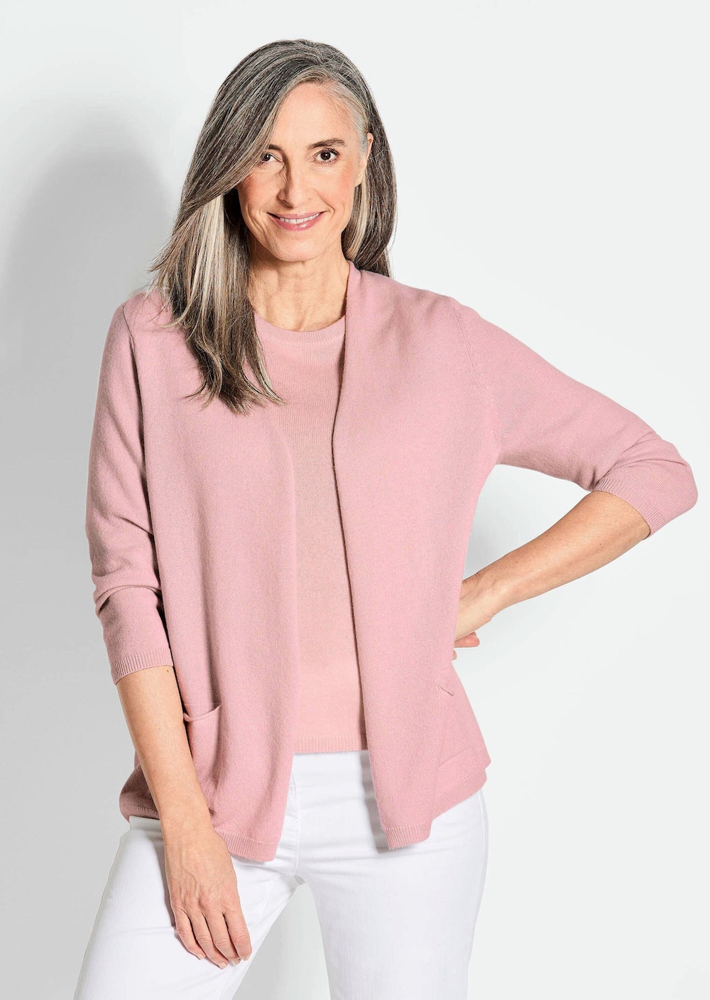 Kaschmir-Longstrickjacke