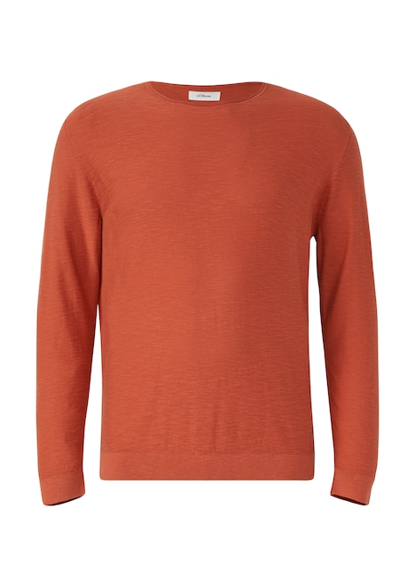Strickpullover mit Flammgarnstruktur und Rollkante