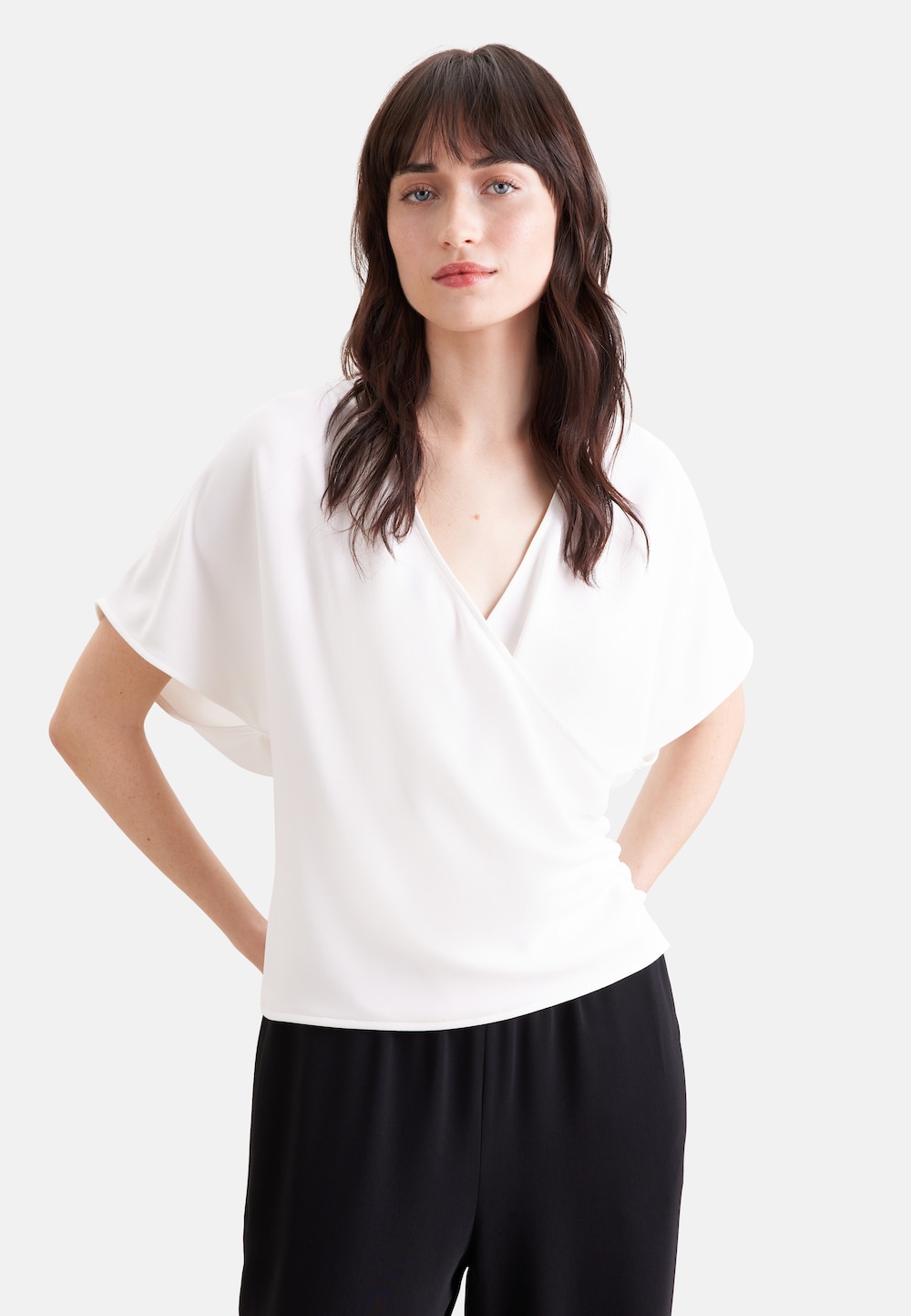Damen Wickelbluse - Uni