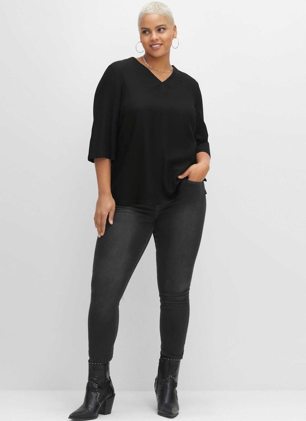 Tunika 3/4-Arm Uni Ohne Kragen