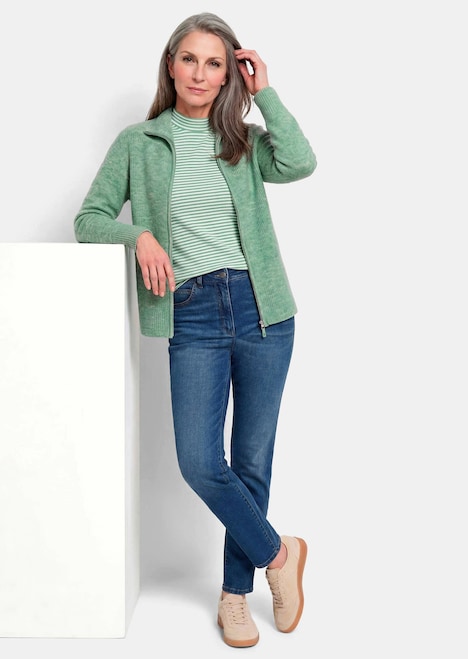 Melange-Cardigan mit Reißverschluss