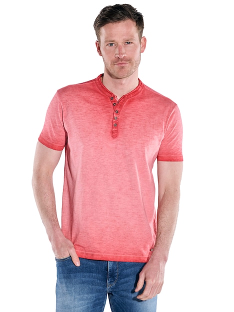 Herren Henley-Shirt uni , Hellrot