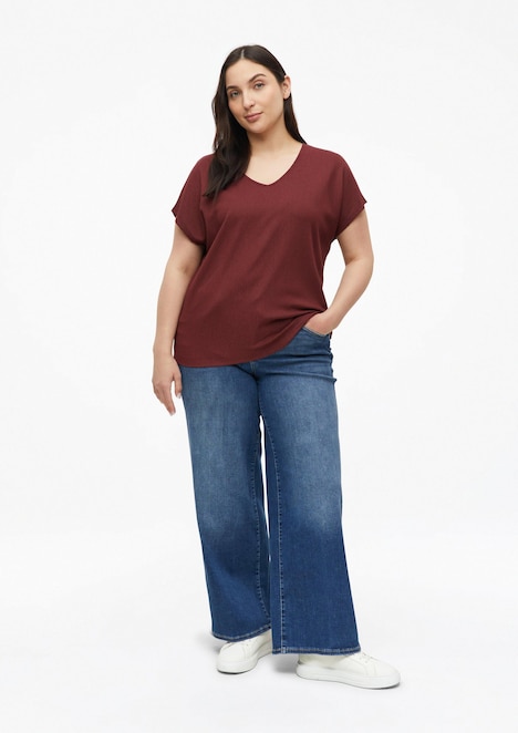 Strukturiertes V-Neck-T-Shirt im Relaxed Fit