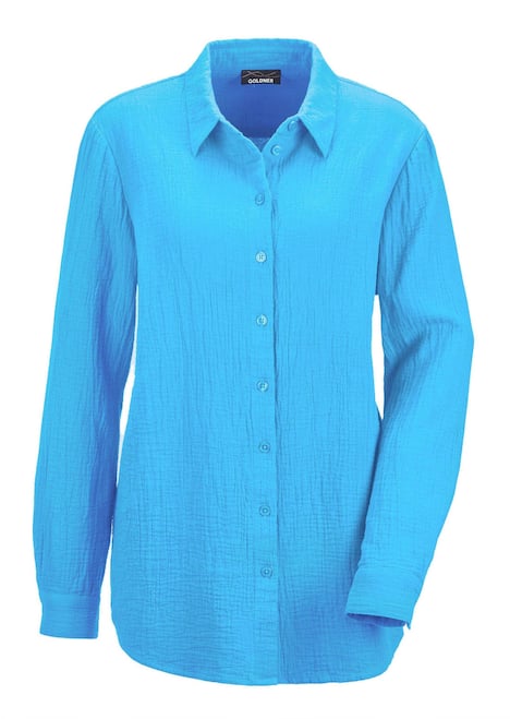 Verlängerte Langarm Musselin-Bluse