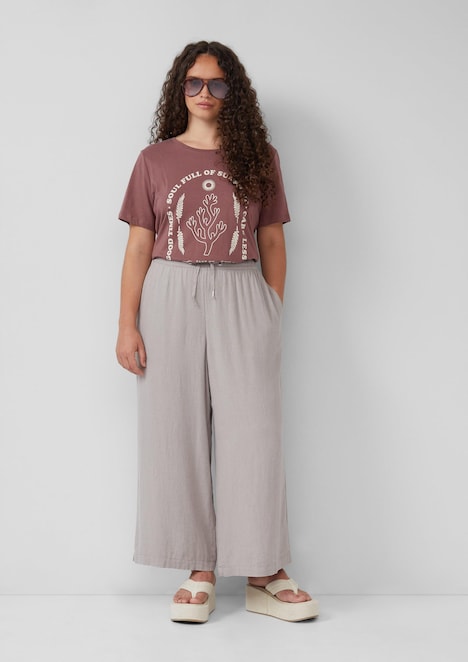 Wide Leg-Hose aus Leinenmix