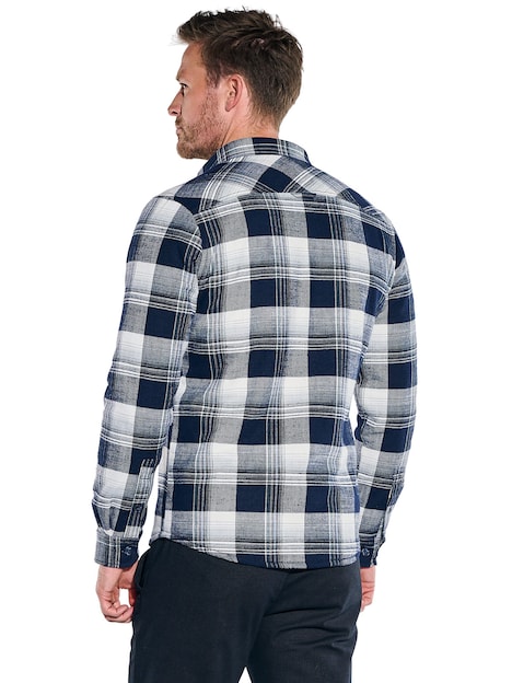 Herren Kariertes Overshirt mit Teddyfütterung , Marineblau