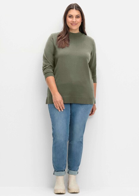 Strickpullover Langarm Uni Stehkragen