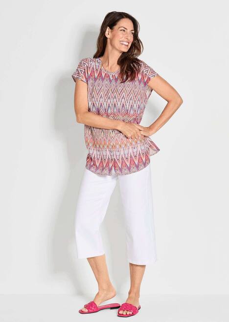 Kurzarm Printbluse für Damen multicolor