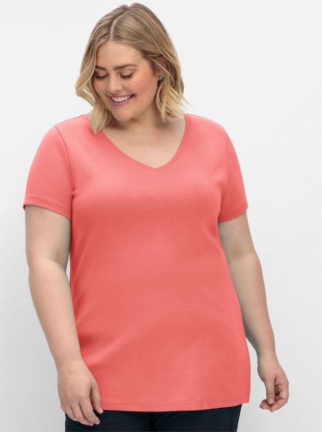 T-Shirt Kurzarm Uni Ohne Kragen