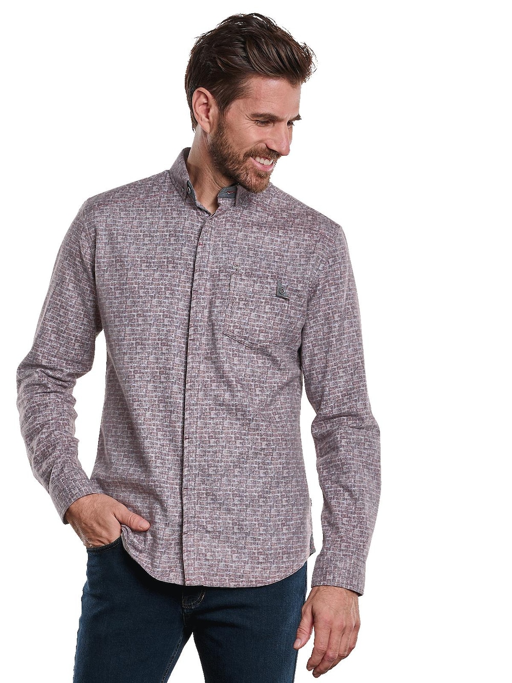 engbers Herren Hemd langarm , Bordeaux