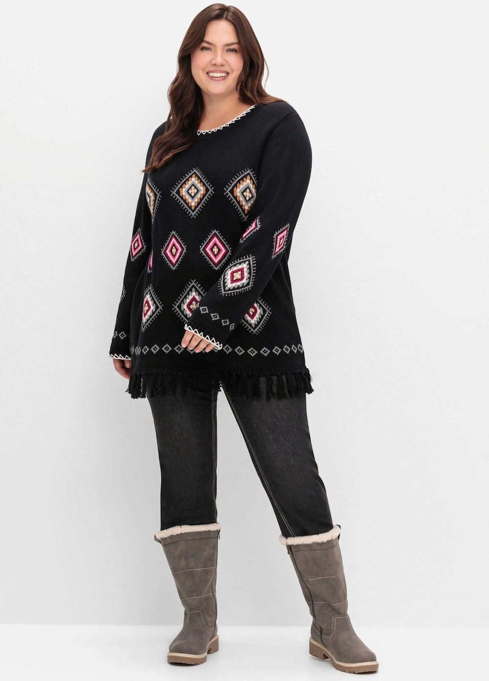 Strickpullover Langarm Sonstiges Muster Ohne Kragen