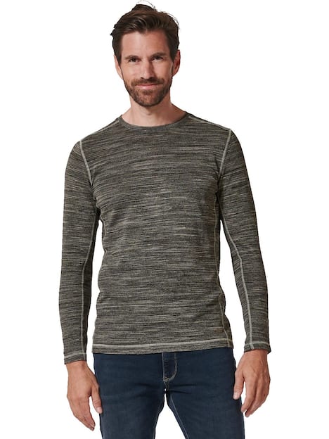 engbers Herren Langarm-Shirt gestreift , Dunkelgrau