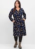 Druckkleid Langarm Sonstiges Muster Ohne Kragen