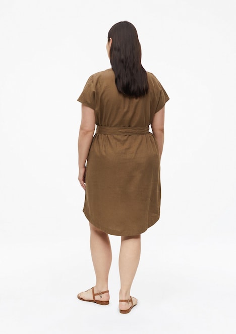 Leinenmix-Kleid mit Eingrifftaschen