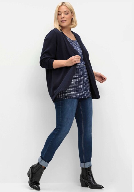 Strickjacke Langarm Uni Ohne Kragen