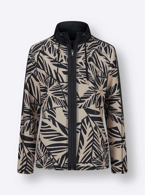 Jersey-Jacke Langarm Mehrfarbig Stehkragen