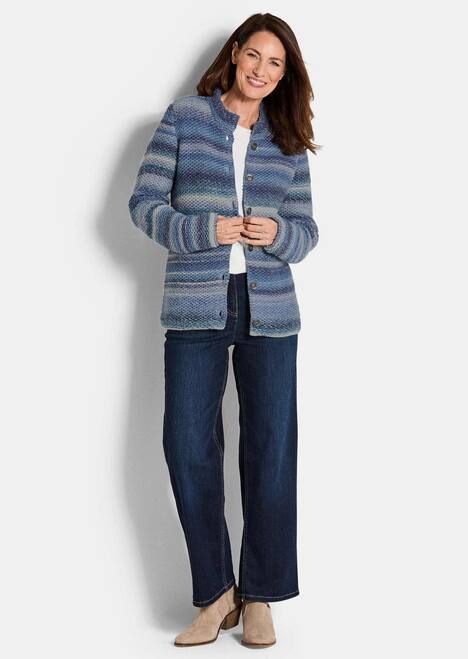 Multicolor Woll-Jacke mit Stehkragen