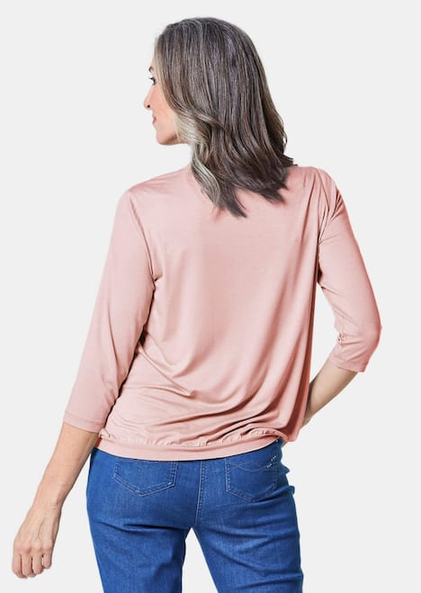 Chiffon-Shirt mit 3/4-Arm, Rundhals