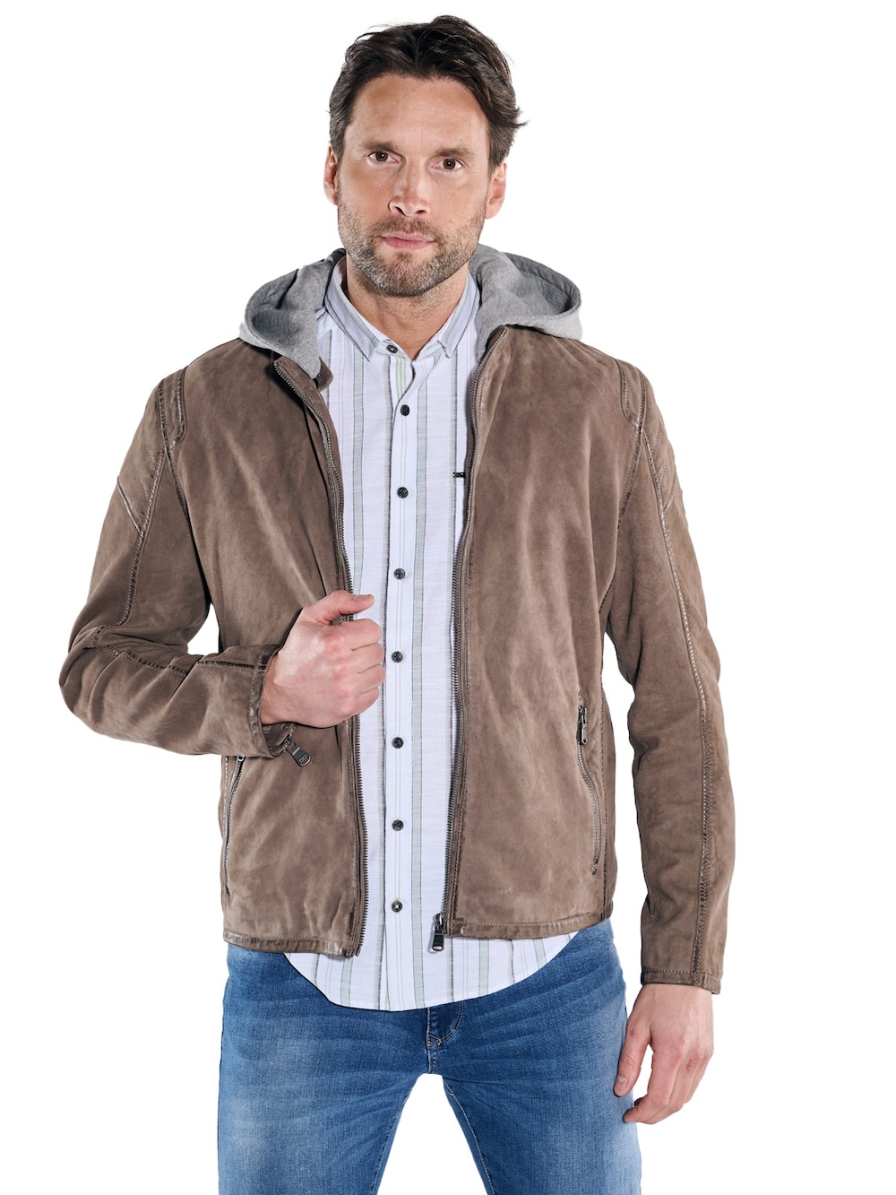 Lederjacke mit heraustrennbarer Blende