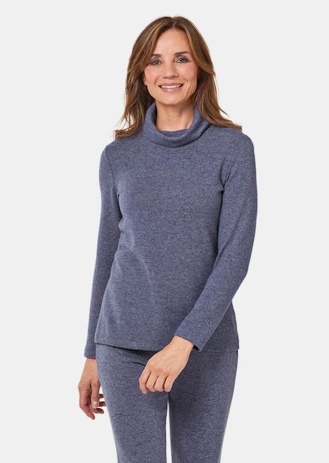 Flausch-Shirt Flauschig weiches Rollkragenshirt in Strickoptik
