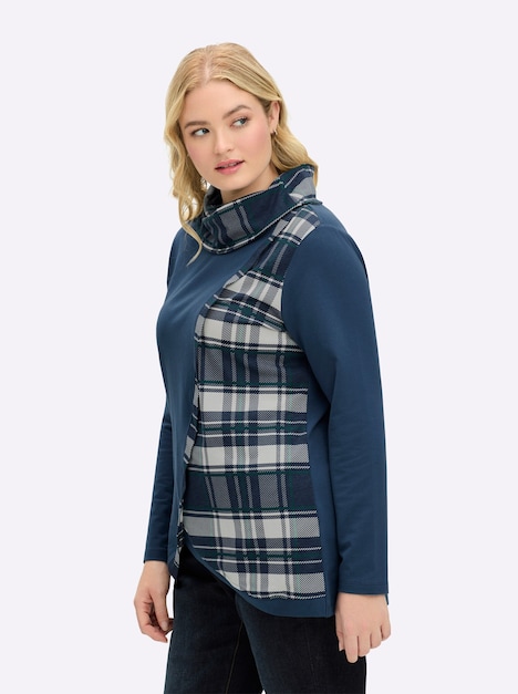 Sweatshirt Langarm Uni Schalkragen