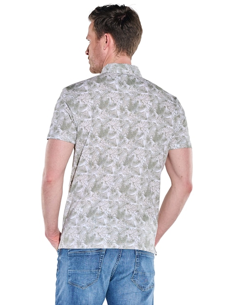 Herren Gemustertes Poloshirt mit Knopfleiste , Beige