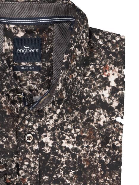 engbers Herren Langarm-Hemd gemustert , Schwarzbraun