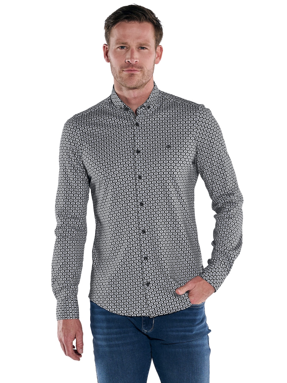 engbers Herren Hemd langarm , Grau