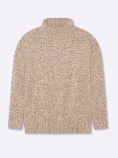 Pullover Langarm Jersey Meliert Stehkragen