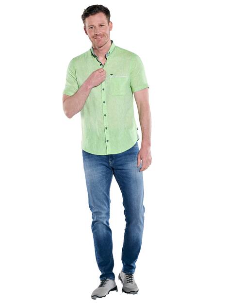 engbers Herren Kurzarm-Hemd mit Leinenanteil , Hellgruen