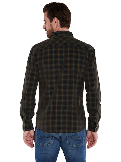 engbers Herren Langarm-Hemd kariert , Petrolgruen